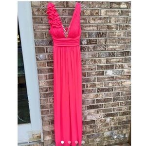 Neon Hot Pink Jeweled Prom Dress Cocktail Formal